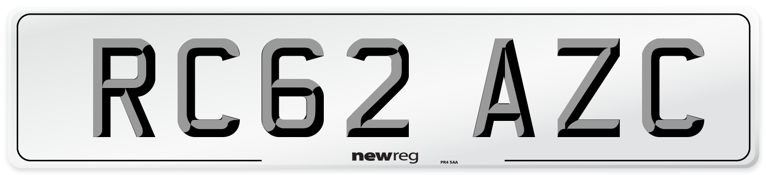 RC62 AZC Number Plate from New Reg